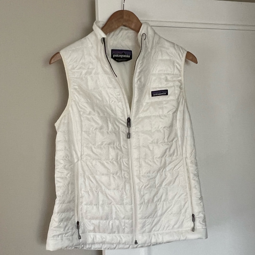 Womens Patagonia nano puff vest birch white size medium